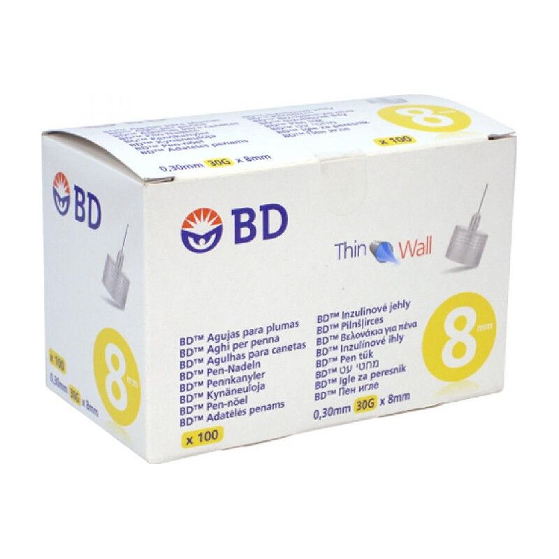BD needles for insulin pens 8mm x30G - 100x Becton Dickinson
