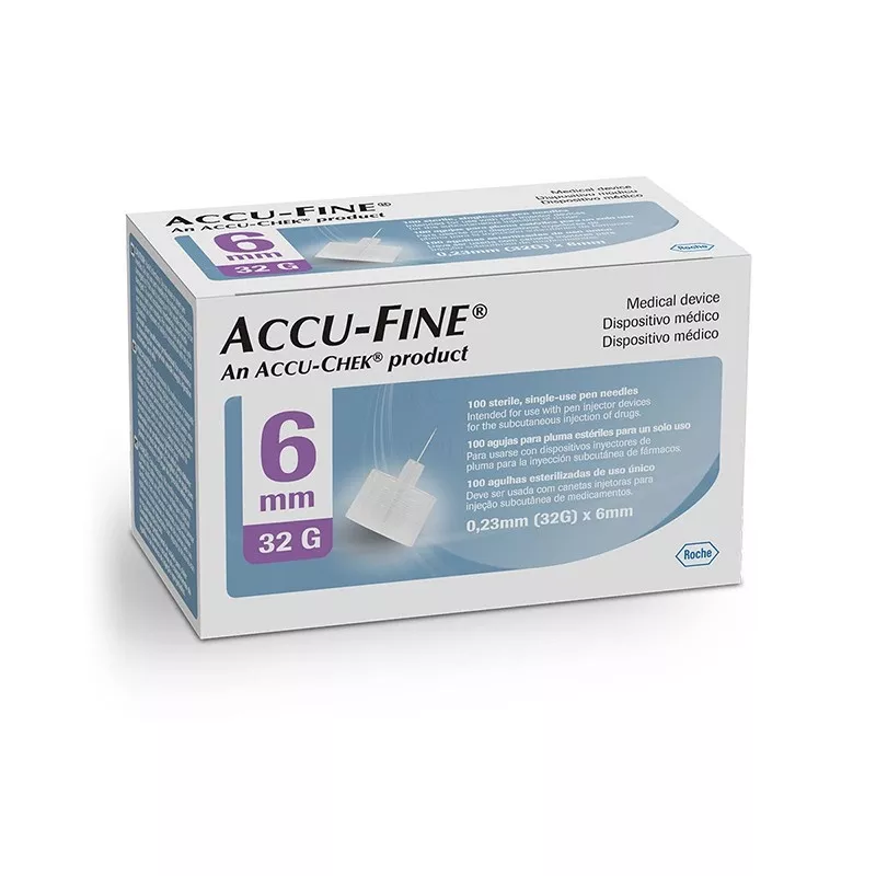 Accu-Fine 32G × 6 mm Needles for Insulin Pens and Insulin Injection - 100 pcs Roche