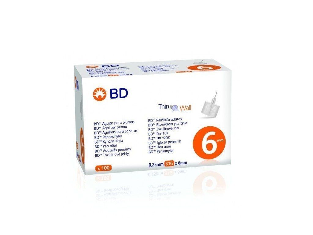 BD needles for insulin pens 6mm x31G - 100x Becton Dickinson