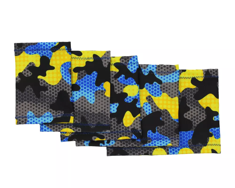 Elastic Arm Sleeve with Blue, Yellow & Black Camouflage Pattern – Protection for sensor