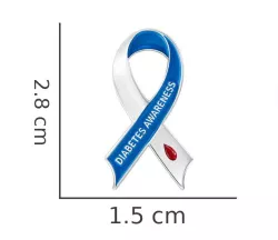 Diabetes Awareness Ribbon Pin Blue and White